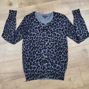 George Leopard Animal Print Gray Black cardigan